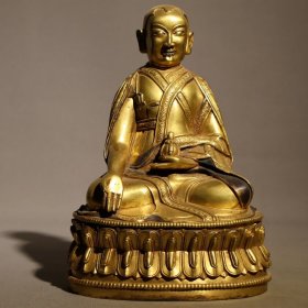 紫铜鎏金佛像，高22.7cm，宽15.5cm，重2870克，￥8000