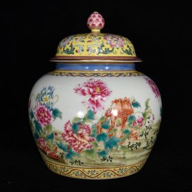 清雍正珐琅彩虞美人花卉纹罐，21×18，价格:4940