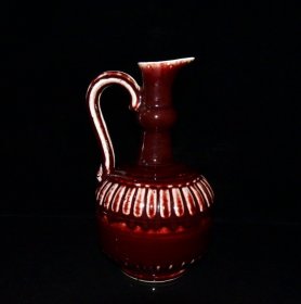 明代宣德霁红釉开片花浇壶