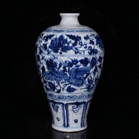 元代青花开片凤戏牡丹梅瓶（23×13cm¥300