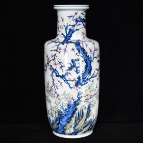 清康熙青花粉彩喜鹊登梅纹瓶，41.5×18，价格:3915