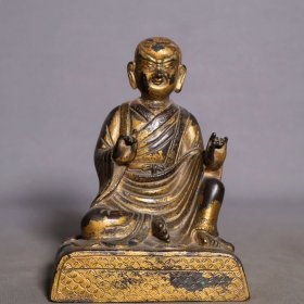 紫铜泥金佛像，高15cm，宽11.5cm，重1540克，￥2600