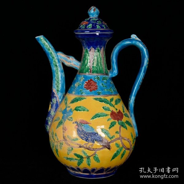 明永乐珐华彩花鸟纹执壶
规格 31cm x 21cm x 17cm