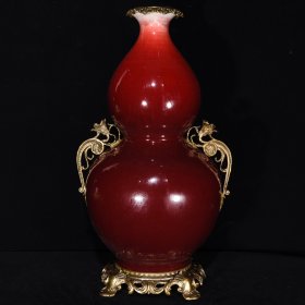 清乾隆回流红釉葫芦瓶，48×24，价格:2340