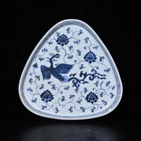 大明宣德青花缠枝莲凤纹盘（3.5×26cm¥630