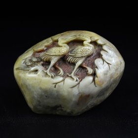 旧藏寿山石【双鹤齐鸣】双鹤随形印章，长10.5厘米宽5.5厘米高7.5厘米，重546克，价格480元，代理加价，运费自理！