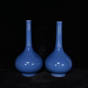 大清康熙天蓝釉丹瓶（40.5×21cm¥800