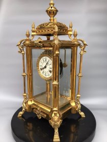 铜钟复古鎏金机械钟，