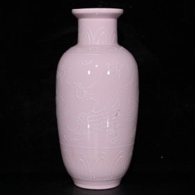 大明永乐红胎雕刻双凤夜光瓶（22.5×10cm¥150