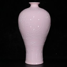 大明永乐红胎雕刻凤纹夜光梅瓶（22×11.5cm¥160