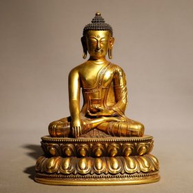 紫铜鎏金佛像，高19.2cm，宽14cm，重2255克，￥5000