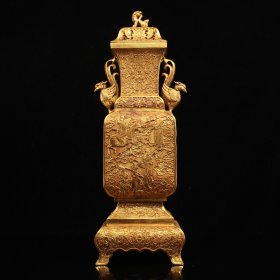 珍品旧藏收纯铜高浮雕錾刻工艺鎏金八仙花瓶
工艺精湛  器型款式精美
重2800克  高43厘米  宽14厘米
8000元
003539