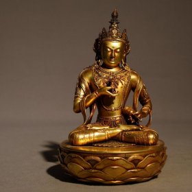 紫铜鎏金佛像，高16.9cm，宽10.3cm，重1915克，￥2600