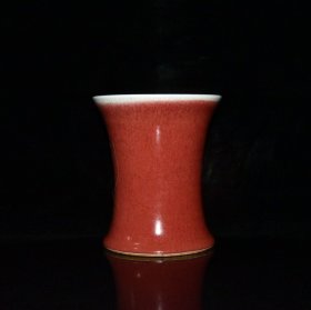 清代霁红釉开片笔筒【 13..6x11.6cm 】价格160