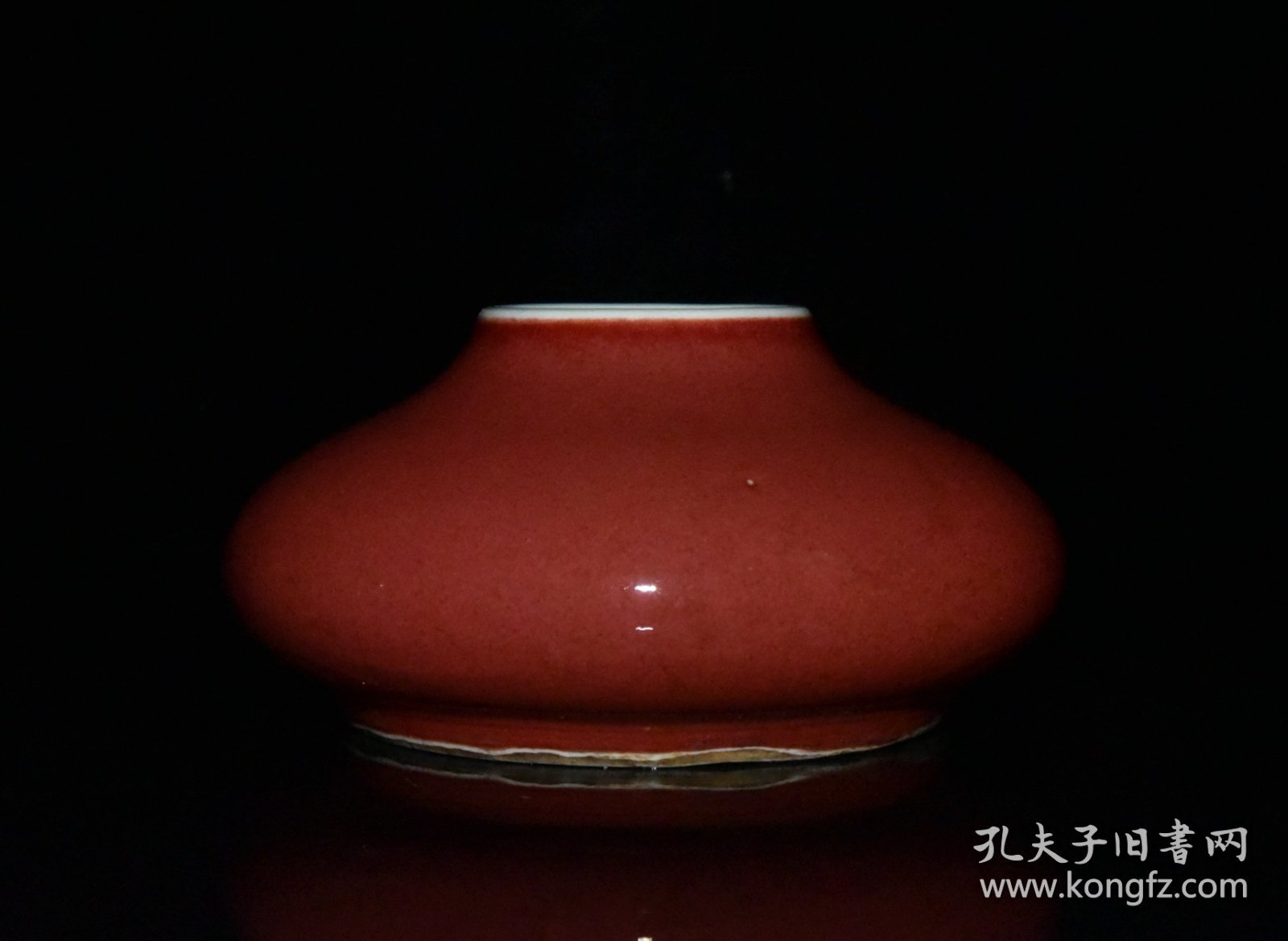 清代乾隆霁红釉开片水盂【 6x12cm 】价格160