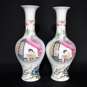清雍正粉彩人物故事纹瓶，39.5×17，价格:7560