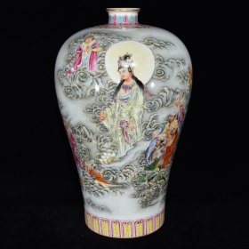 清雍正粉彩十八罗汉拜观音纹梅瓶，38×22，价格:6440