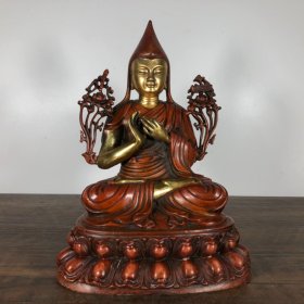 铜鎏金鎏银坐藏佛，高21厘米，底部宽15.3厘米，重1580克，¥1400