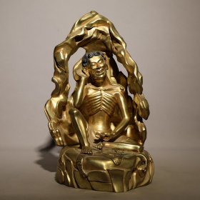 铜鎏金瘦骨罗汉，高29cm，宽15cm，重4085克，￥7000