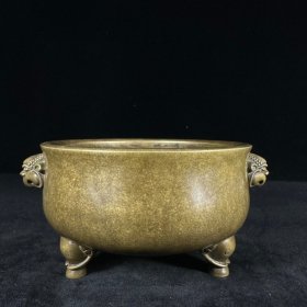 黄铜兽耳炉，高8.6厘米，口径14.8厘米，重1770克，¥1300
