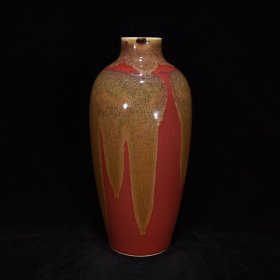 清光绪豇豆红窑变梅瓶30×15，价格1500