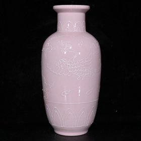 大明永乐红胎雕刻凤纹夜光瓶（22.5×10cm¥180
