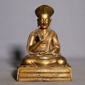 紫铜鎏金佛像，高19.5cm，宽14.7cm，重2860克，￥9000