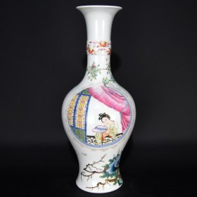 清雍正粉彩人物故事纹瓶，39.5×17，价格:3780