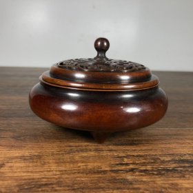 紫铜小薰炉，高7.5厘米，口径10厘米，重1335克，¥1300
