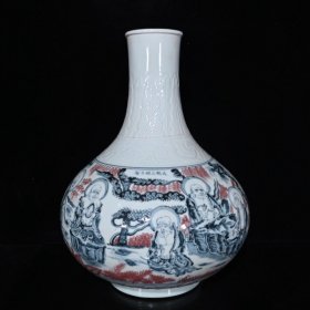 大明天顺青花釉里红罗汉纹天球瓶（42×34cm¥ 1000