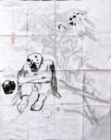 国家一级美术师、中国美协会员，广东美协会员——陈一峰《闲息图》大写意人物画