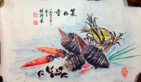 惠州岭南画派名家——魏佐浩《菜根香》写意国画