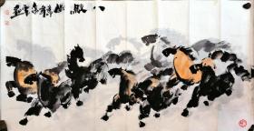 中美协会员、北京唐风美术馆特邀画家——徐云：《八骏图》六尺整张