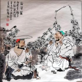 中美协会员、紫光阁画院特聘一级画家——刘克宁（阿宁）《论酒图》人物画
