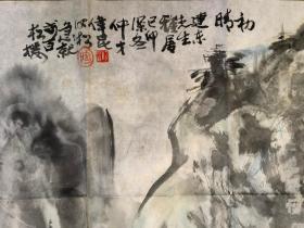 广东名书画家合作：胡子黄、陶汝松——《初晴》写意山水，1999年作