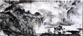 书画名家合作：黄澄钦、何伟达、黄河——《雨后青山》山水画，2004年作