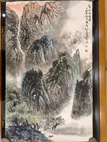 何海霞高徒、关东画派名家、辽宁国画院副院长——衣惠春《春山白云图》山水画，1999年作