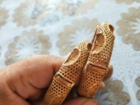 乡下收的的清代鎏金手镯一对