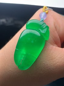 清代天然翡翠冰种满绿八方来财尺寸42x 22X13