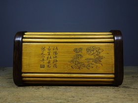 乡下收的清代竹黄雕刻枕头凉枕麒麟长26.5宽15高7.5厘米