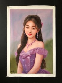 乡下收的一副名人冷军人物纯手绘油画尺寸约100X70厘米左右，