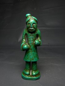 乡下收的汉代老绿松石雕刻祥祥如意尺寸5X3.5X14厘米