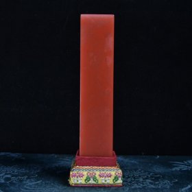 乡下收的清代海外回流巴林粉冻鸡血石大红袍雕刻素章尺寸16X3.2X3.2厘米