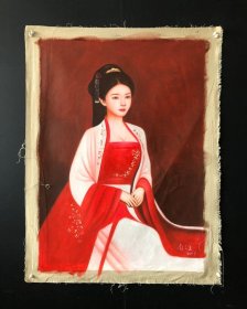 乡下收的一副名人尚谊人物纯手工油画尺寸104Ｘ74厘米左右