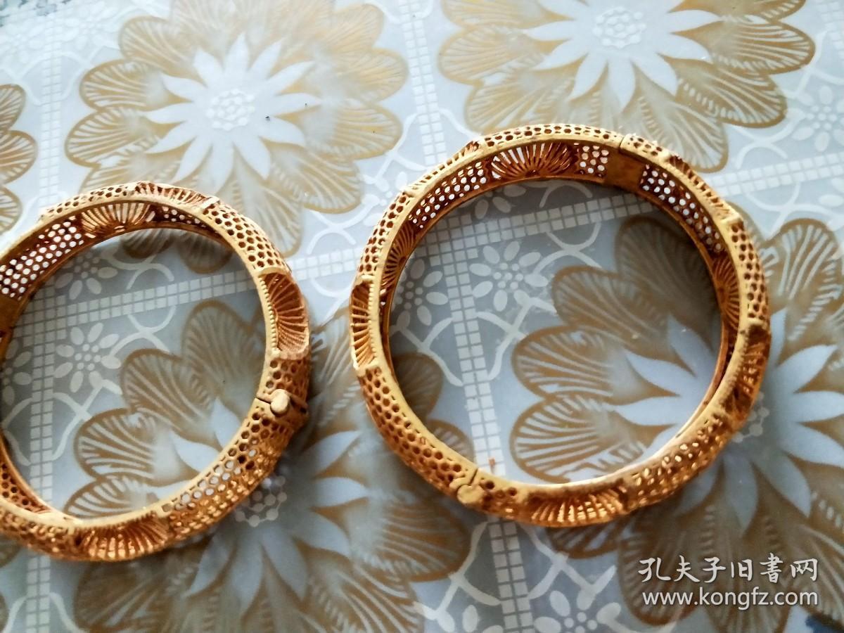 乡下收的的清代鎏金手镯一对