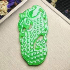 清代天然翡翠冰种龙牌尺寸60X30X5