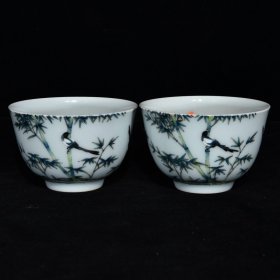 清雍正珐琅彩竹林纹碗，5.9×9，价格:2520