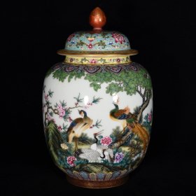 清雍正珐琅彩花鸟纹罐，22.5×15，价格:5320