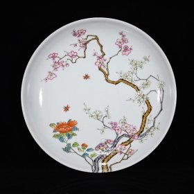 清雍正粉彩折枝花卉纹盘，6.7×37.5，价格:3920上新