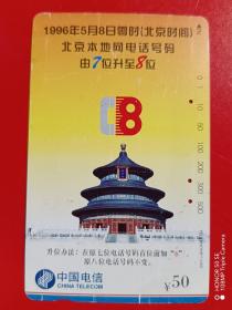 全国通用电话卡（旧田村卡）CNT-12-(2-1)北京、广州本地网电话号码升八位